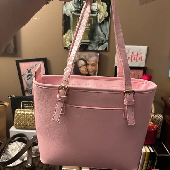 NWT VALENTINO ORLANDI Pink Tote Bag Purse & Pouch Set - Picture 5 of 15